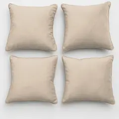 GENERICO - Set 4 Cojines 50x50 Con Cierre Felpa Beige