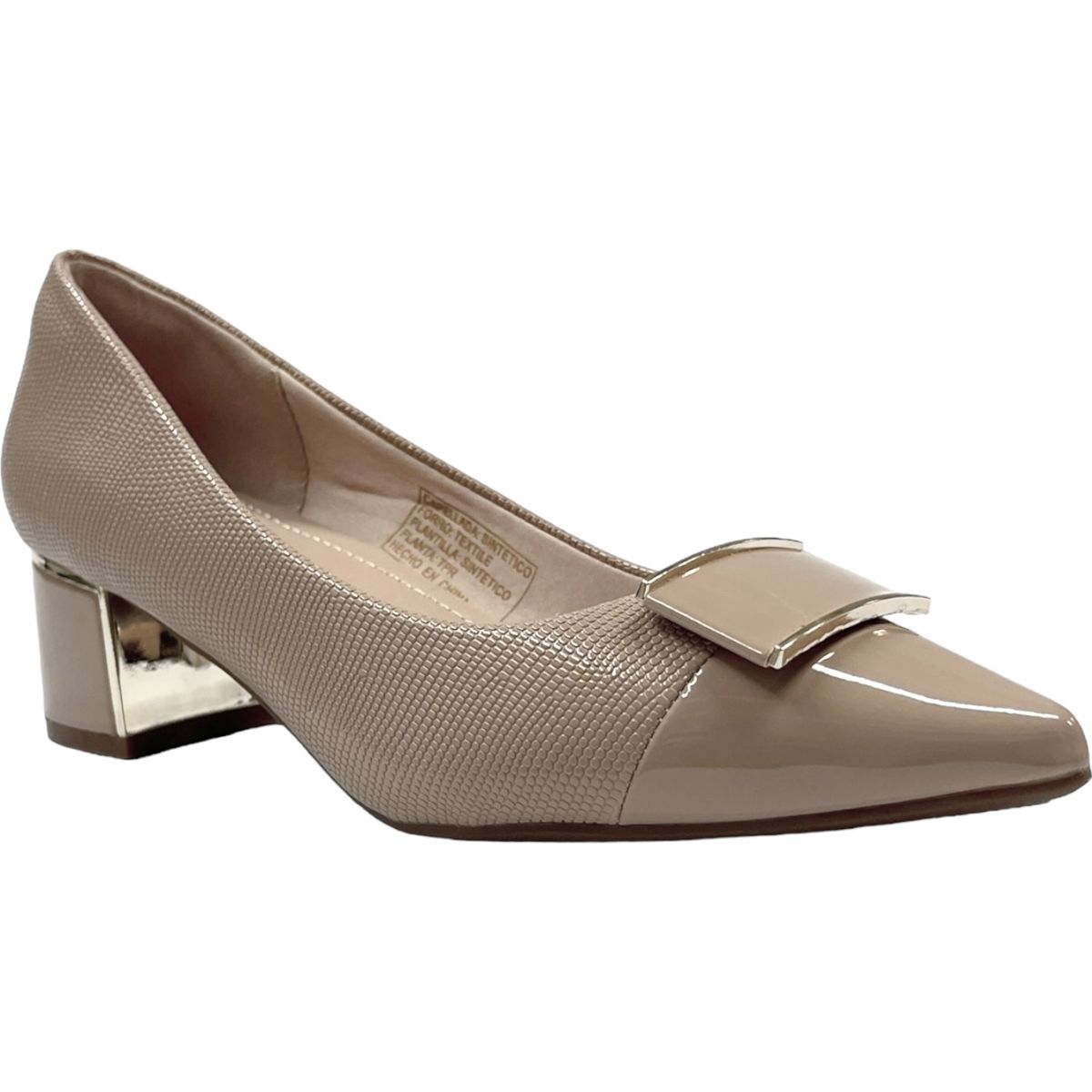 DETOGNI - Zapato Mujer Beige Taco Medio Coco Detogni