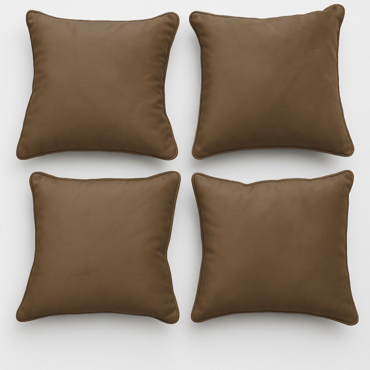 MBC - Set 4 Cojines 50x50 Con Cierre Felpa Café