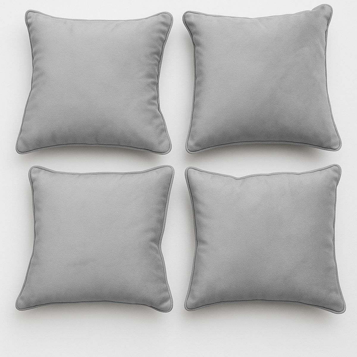 MBC - Set 4 Cojines 50x50 Con Cierre Felpa Gris