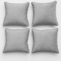 Set 4 Cojines 50x50 Con Cierre Felpa Gris