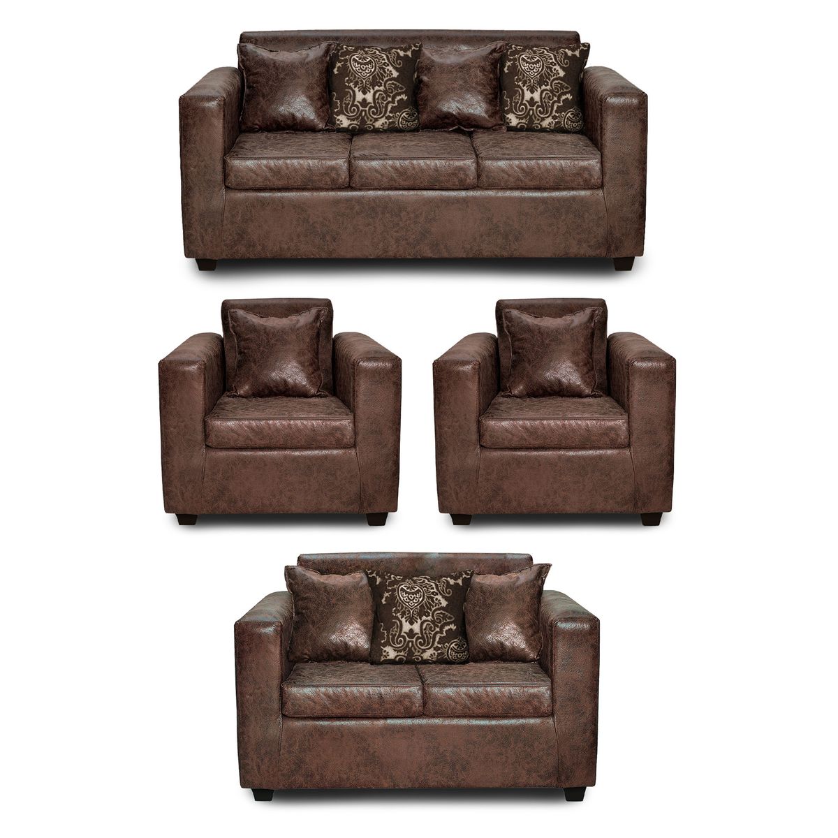 ADONIS LEUDH - Living 3+2+1+1 Ezeiza Envejecido Café Oscuro XL