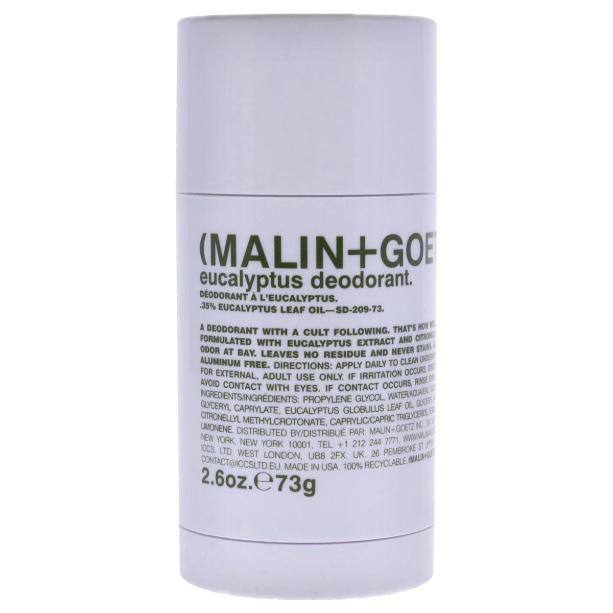 MALIN + GOETZ - Desodorante en Barra de Eucalipto 80ml Malin + Goetz