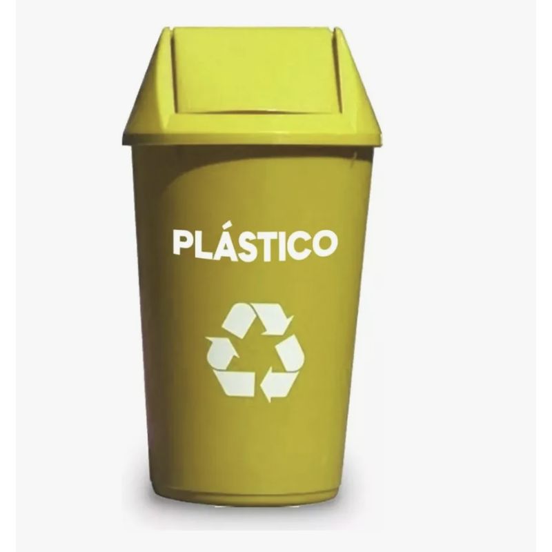 DALI - Basurero Reciclaje 36 Litros Tapa Vaiven amarillo plastico