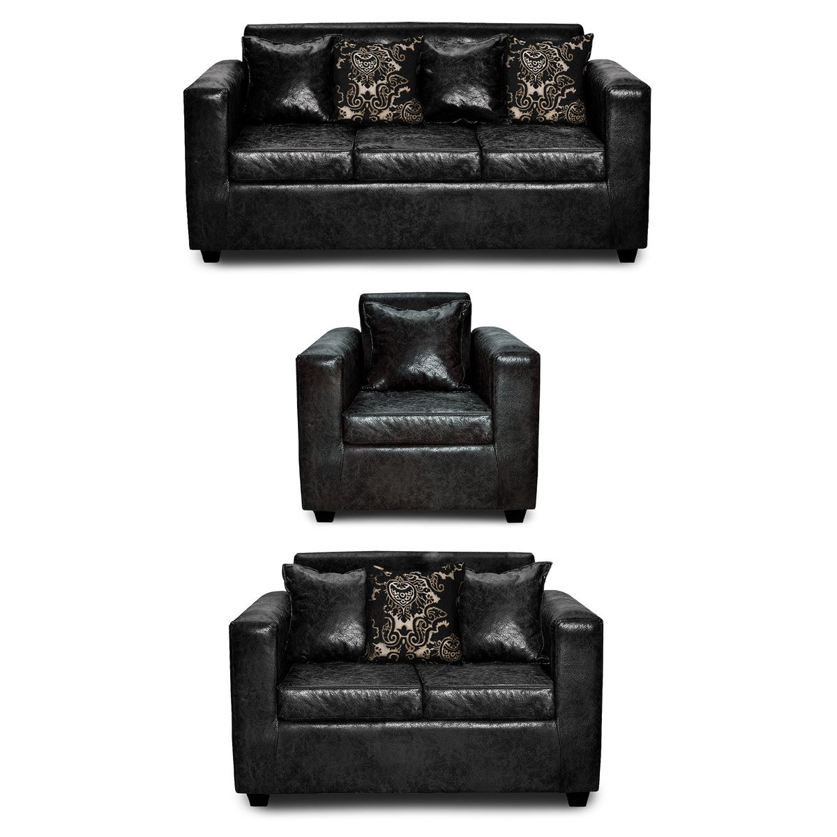 ADONIS LEUDH - Living 3+2+1 Ezeiza Envejecido Negro XL