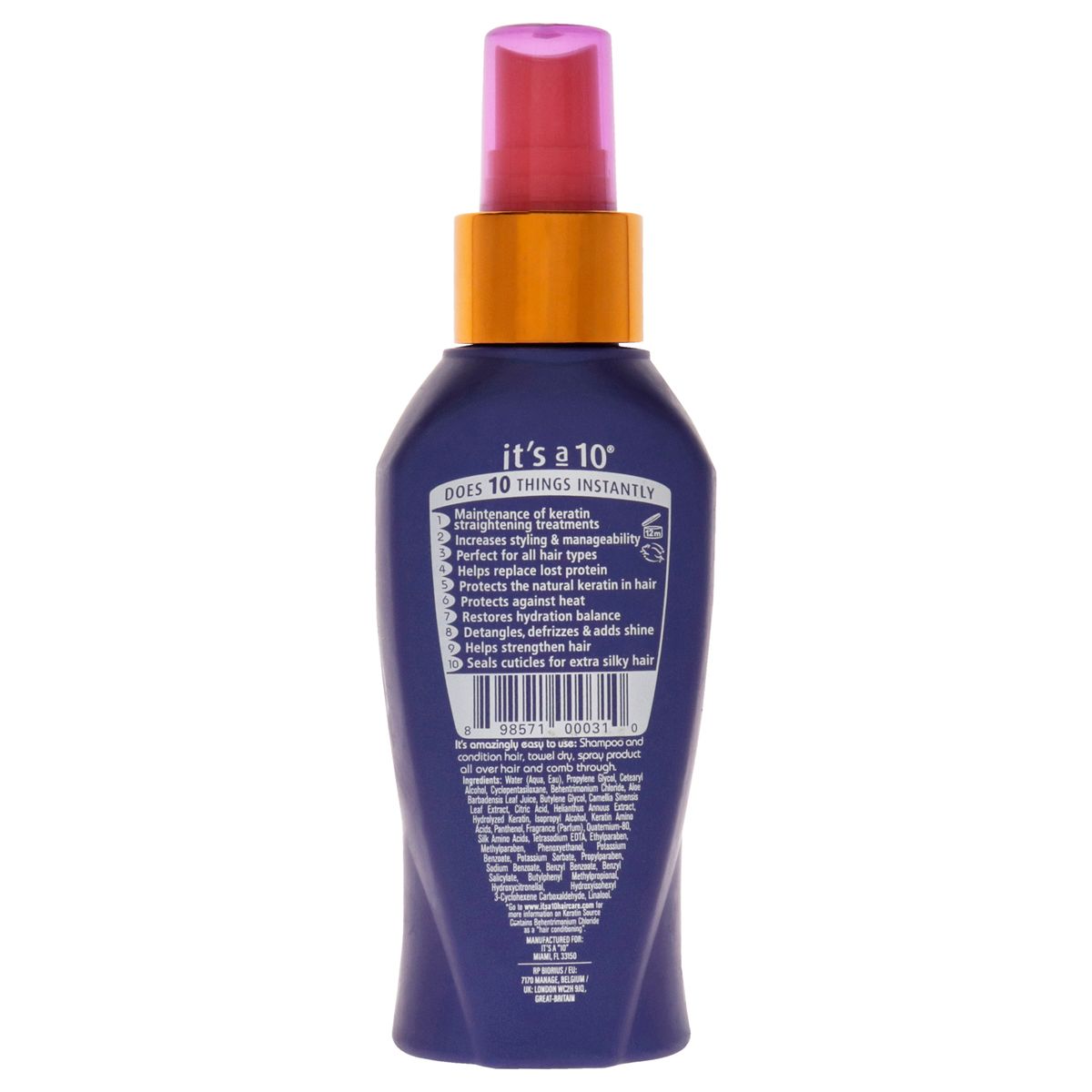 ITS A 10 - Acondicionador Sin Enjuague Miracle Plus Keratina 120ml Its A 10.-