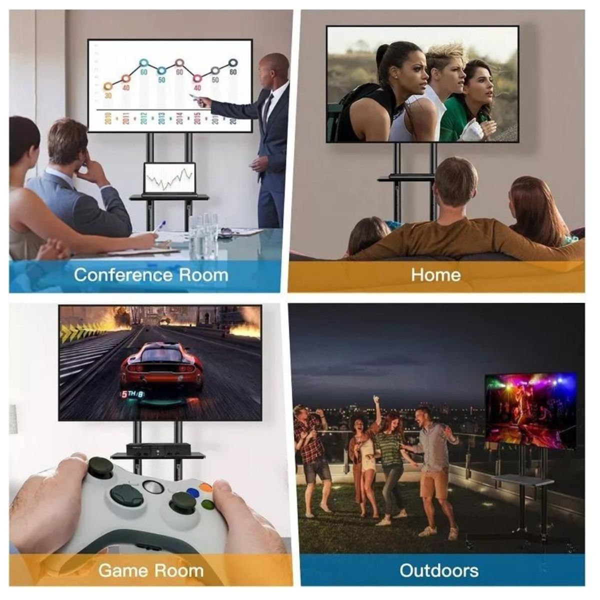 GENERICO - Soporte de TV con Ruedas 32 a 70 Pedestal Soporte Movil 1500 NL.