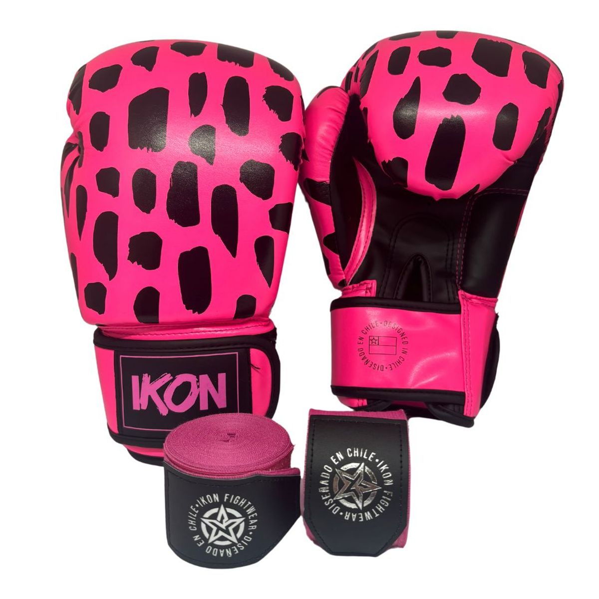 IKON - Guantes de Boxeo Rosados 14oz + Vendas de Boxeo Rosadas