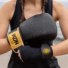 IKON - Guantes de Boxeo Negros 14oz + Vendas de Boxeo Negras