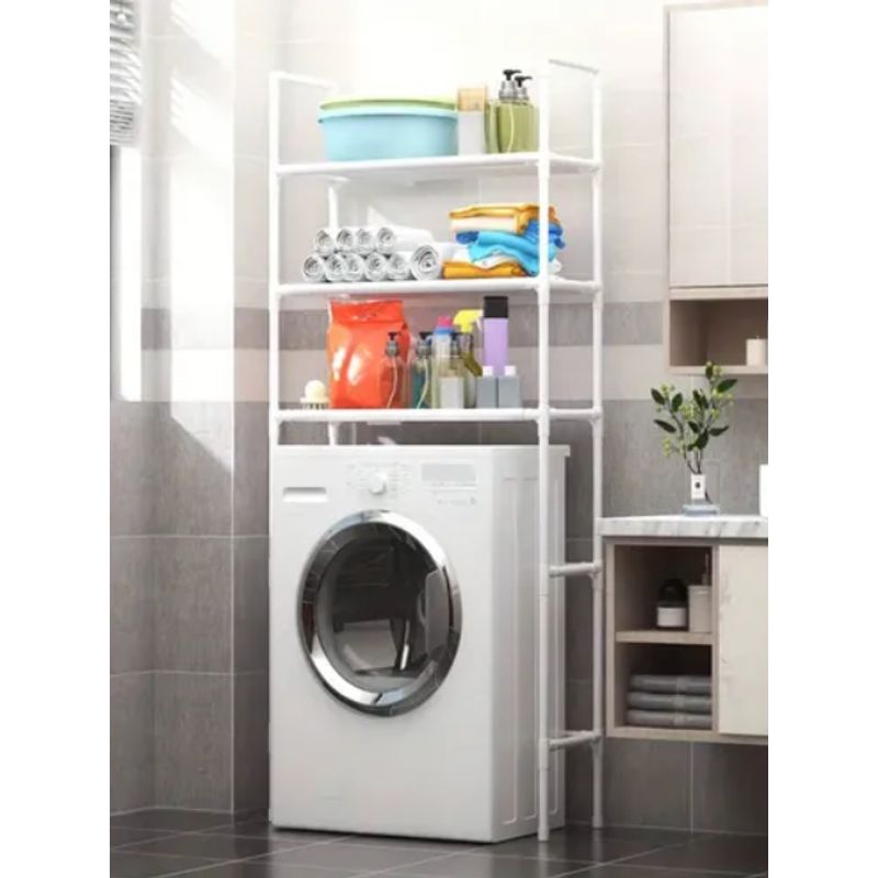 GENERICO - Mueble Organizador De Baño Lavadora Rack 3 Niveles Blanco