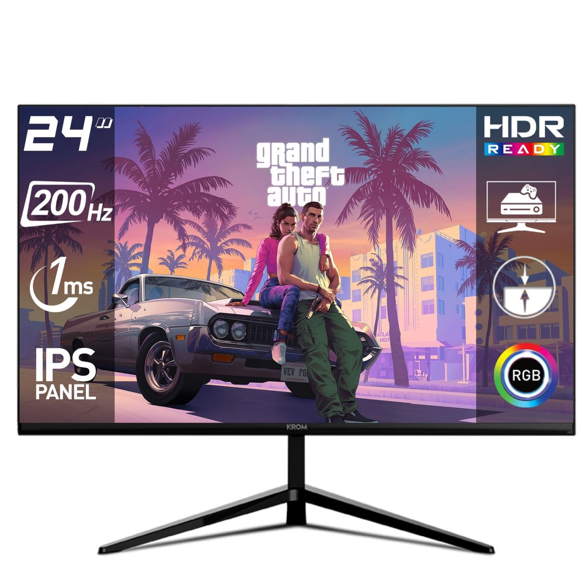 KROM - Monitor Gamer RGB 24” FULL HD 200HZ  Krom Kertz 1MS HDR