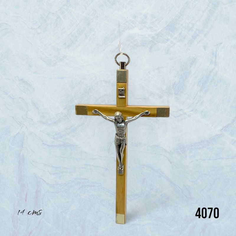 GENERICO - Crucifijo Italiano de Madera de olivo y Cuerpo en Metal