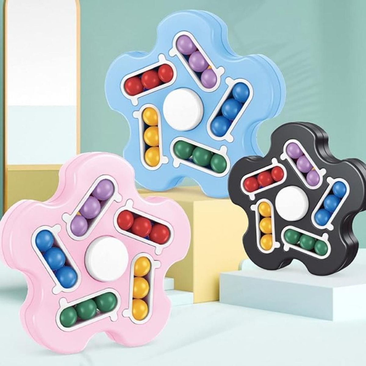 GENERICO - Magic Cube Tipo Fidget Spinner Juego Didactico Antiestres - Rosa