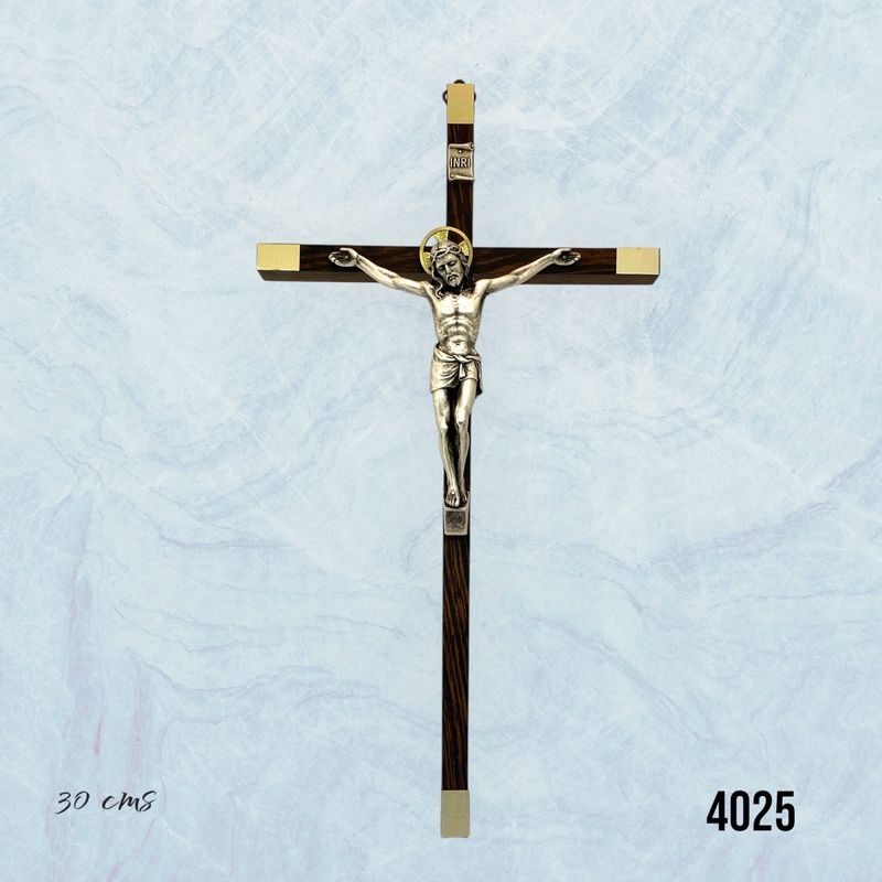 GENERICO - Crucifijo Italiano de Madera de Wengué y Cuerpo en Metal