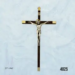 GENERICO - Crucifijo Italiano de Madera de Wengué y Cuerpo en Metal
