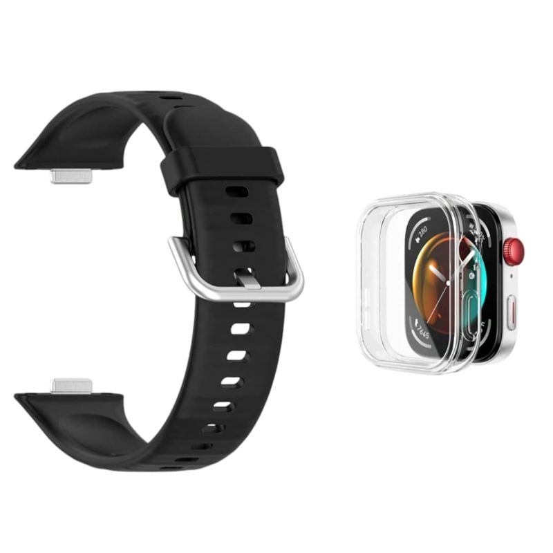 GENERICO - Pack Correa NEGRA+funda Compatible Smartwatch Huawei Fit 3