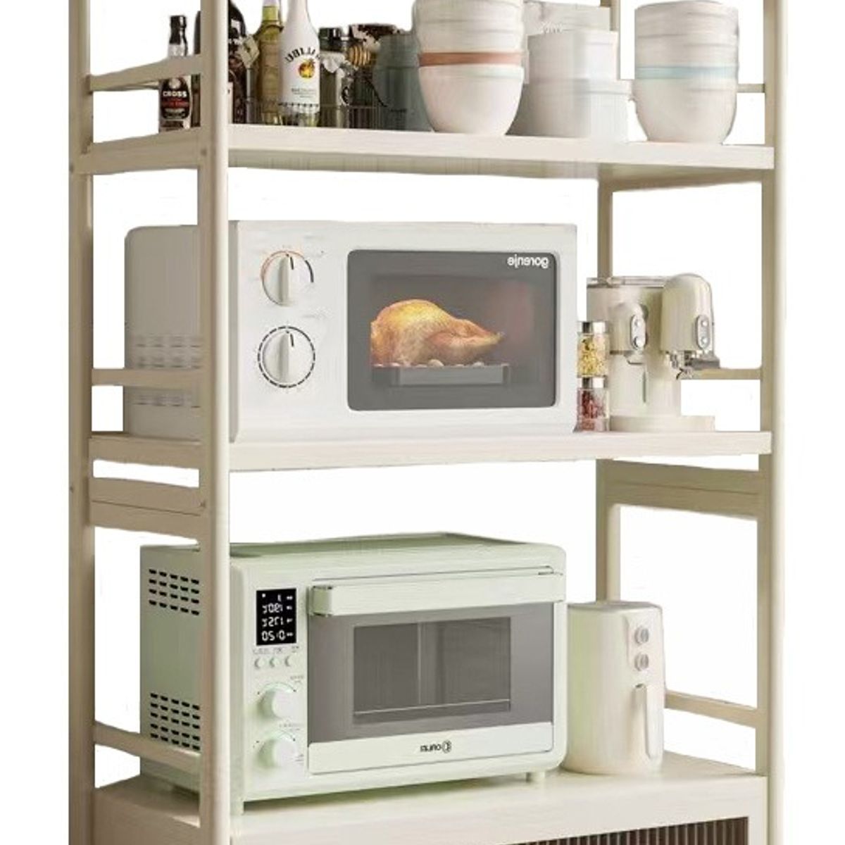 EVERSO - Estante Microondas 5 Niveles Organizador Cocina Con Ruedas Blanco