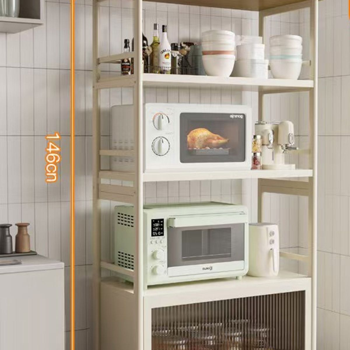 EVERSO - Estante Microondas 5 Niveles Organizador Cocina Con Ruedas Blanco