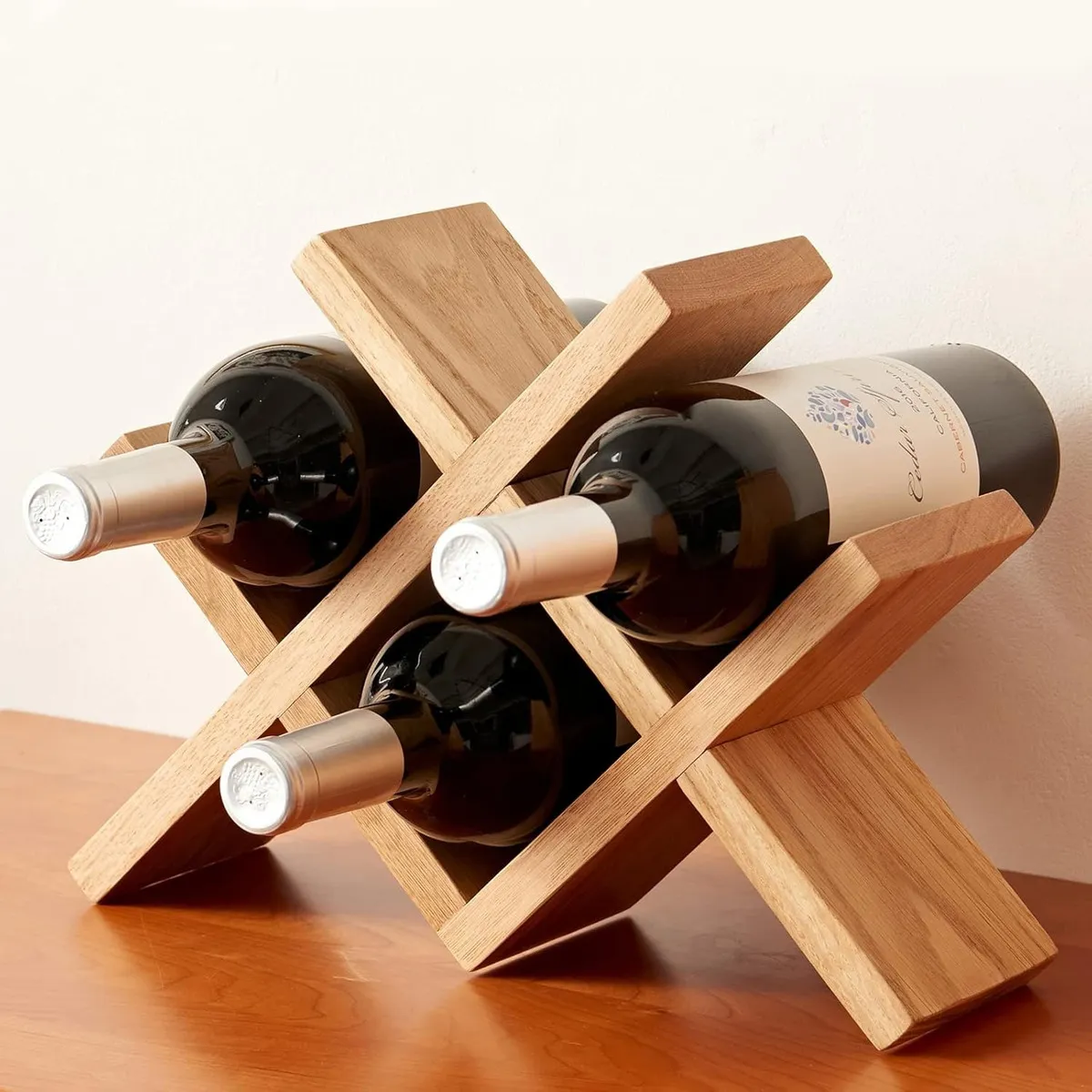 EVERSO - Estante Organizador Soporte De Botellas De Vino Madera Madera