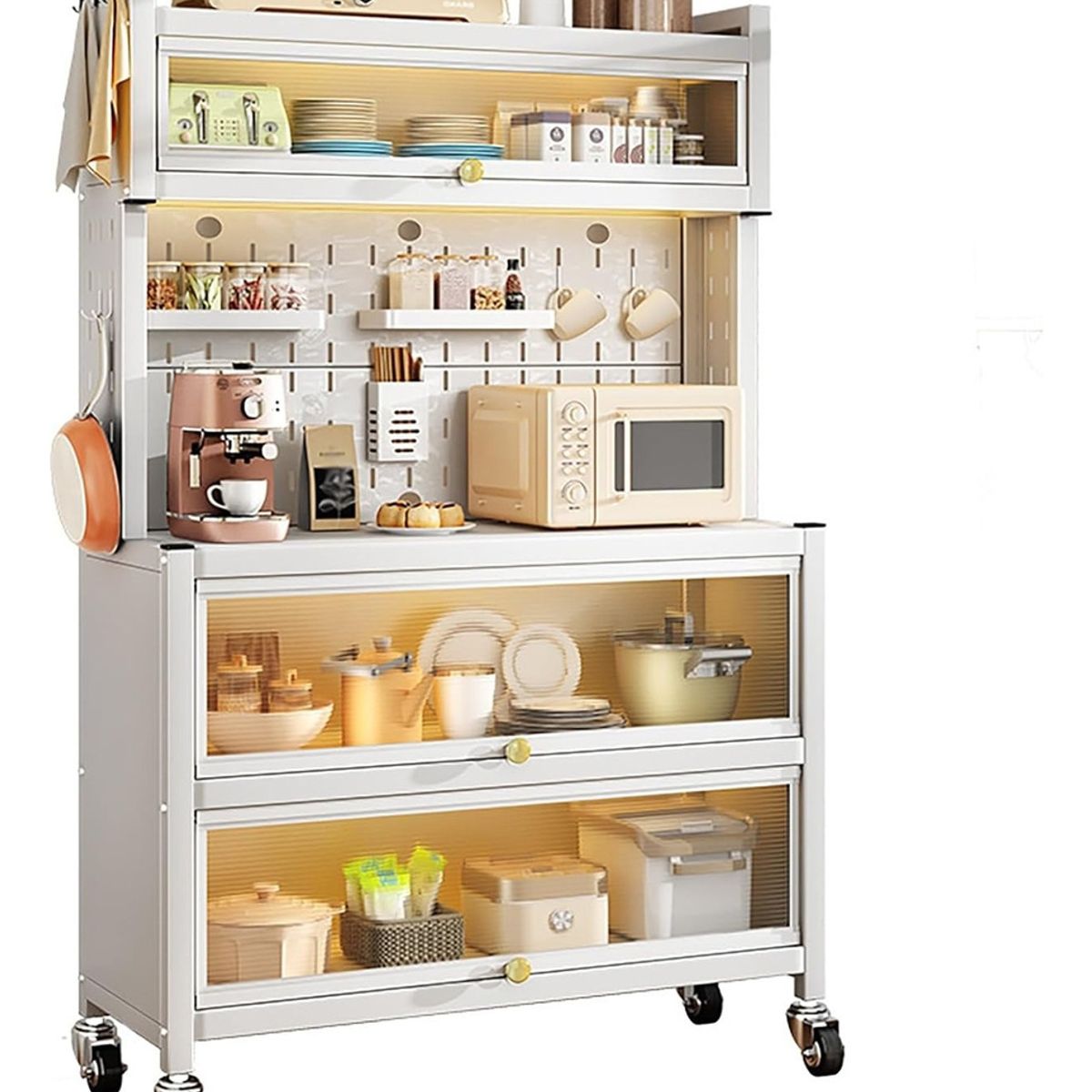 EVERSO - Estante Alacena Para Cocina 5 Niveles Con Ruedas Blanco