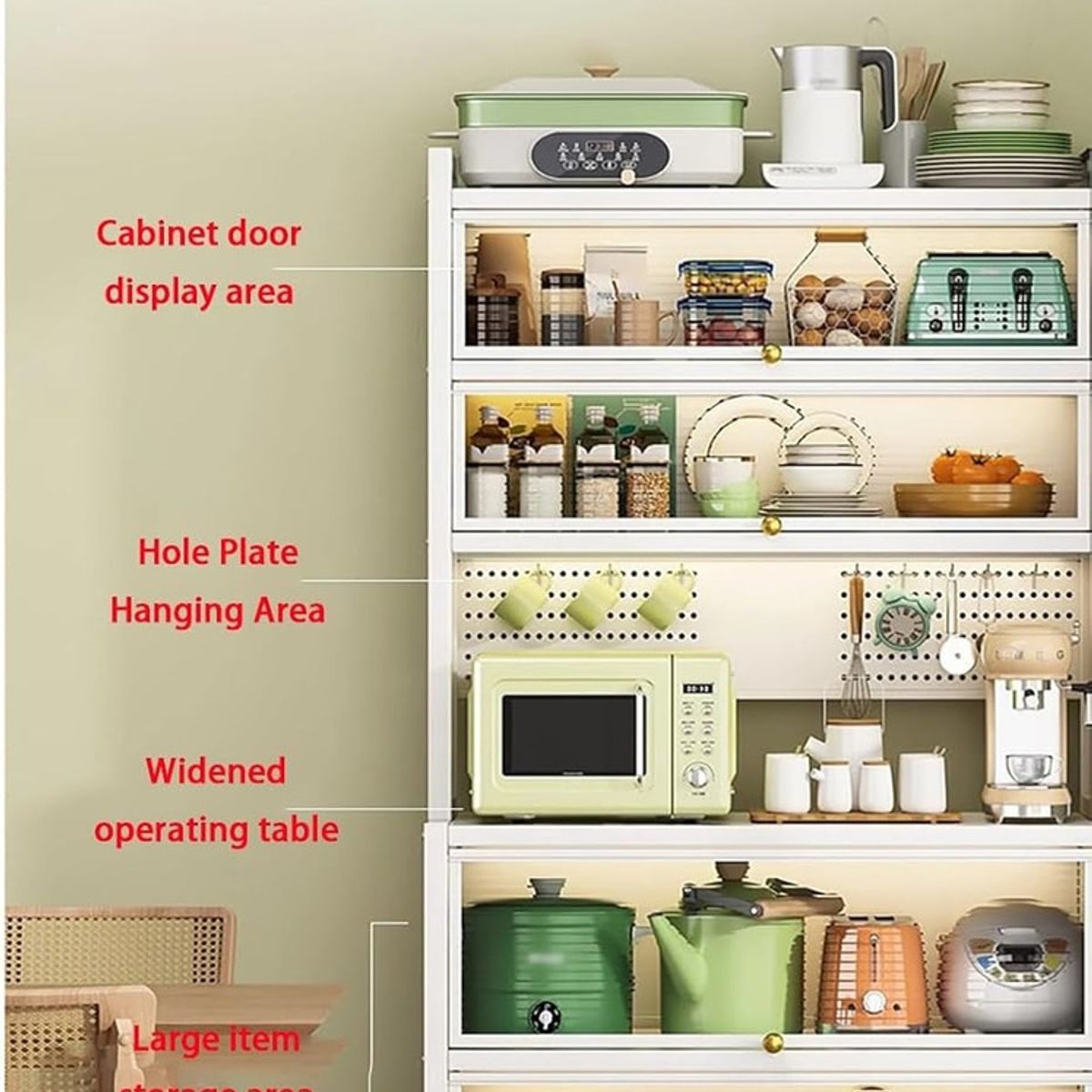 EVERSO - Estante Alacena Para Cocina 5 Niveles Con Ruedas Blanco