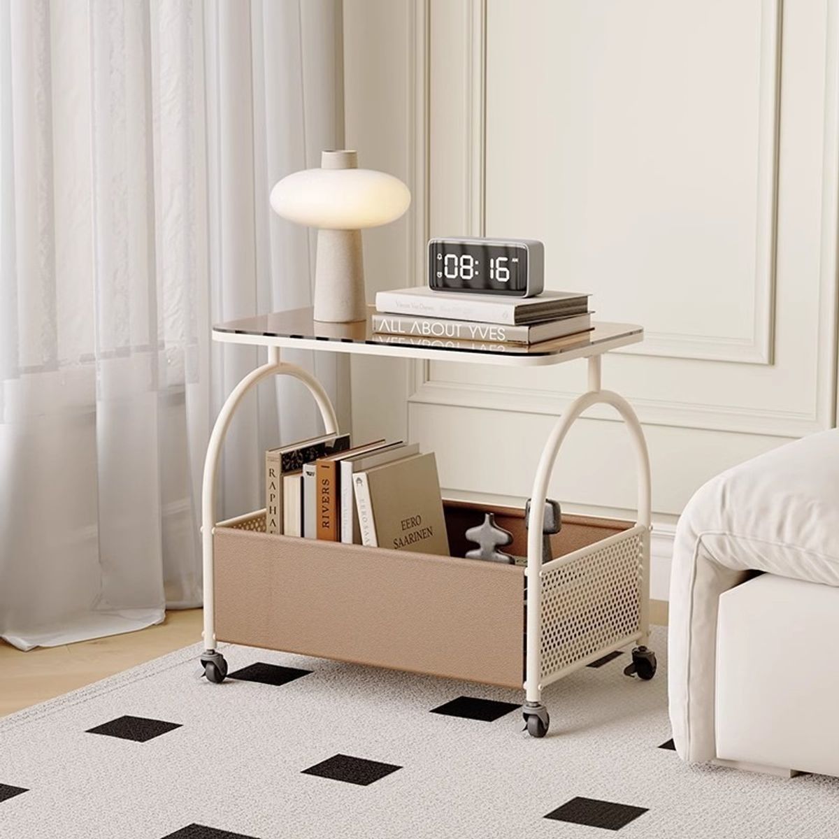 EVERSO - Carrito Organizador Mesa Auxiliar Con Cesta De Almacenamient