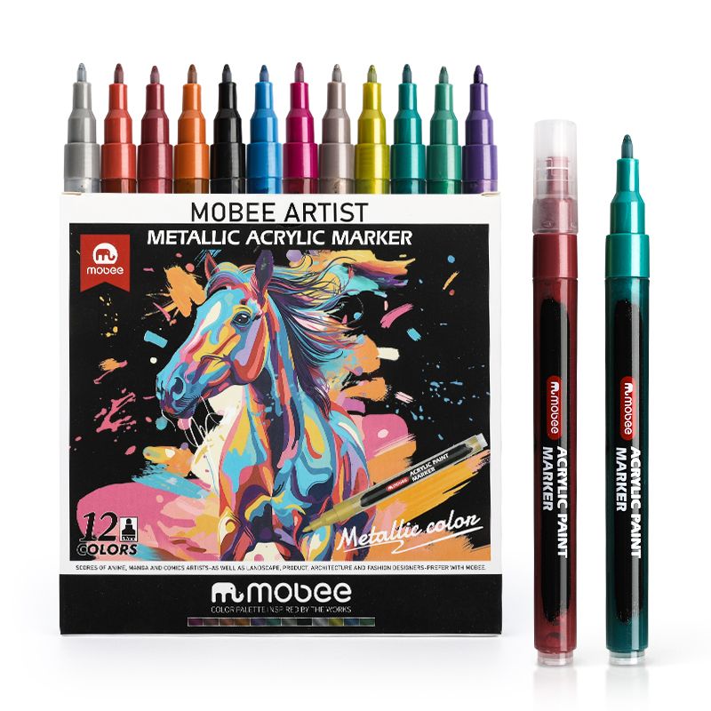 GENERICO - Lápices Marcadores Acrílicos Tipo Posca 12 Colores Metálicos