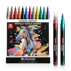 GENERICO - Lápices Marcadores Acrílicos Tipo Posca 12 Colores Metálicos