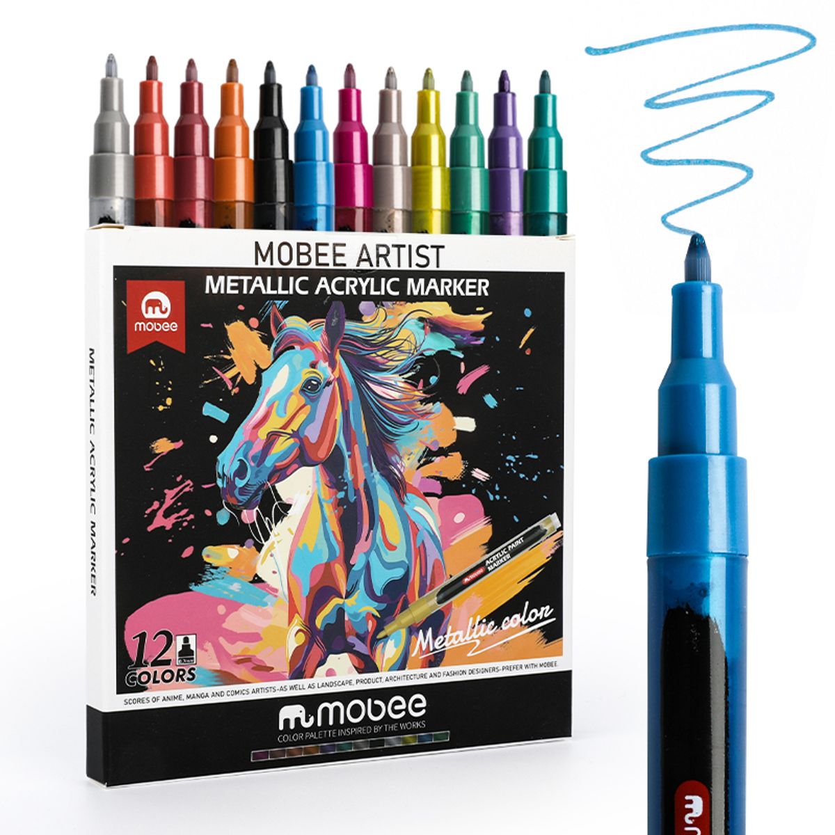 GENERICO - Lápices Marcadores Acrílicos Tipo Posca 12 Colores Metálicos