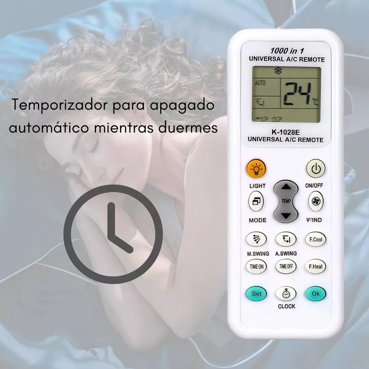 GENERICO - Control remoto de aire acondicionado Universal K 1028e + pilas
