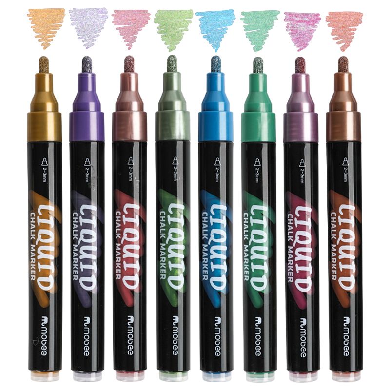 GENERICO - Marcadores Plumón Lápices Tiza Líquida 8 Colores Metálicos