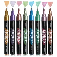 GENERICO - Marcadores Plumón Lápices Tiza Líquida 8 Colores Metálicos