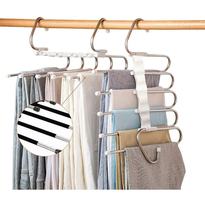 GENERICO - Colgador de Ropa De Acero Inoxidable Perchero 5 en 1