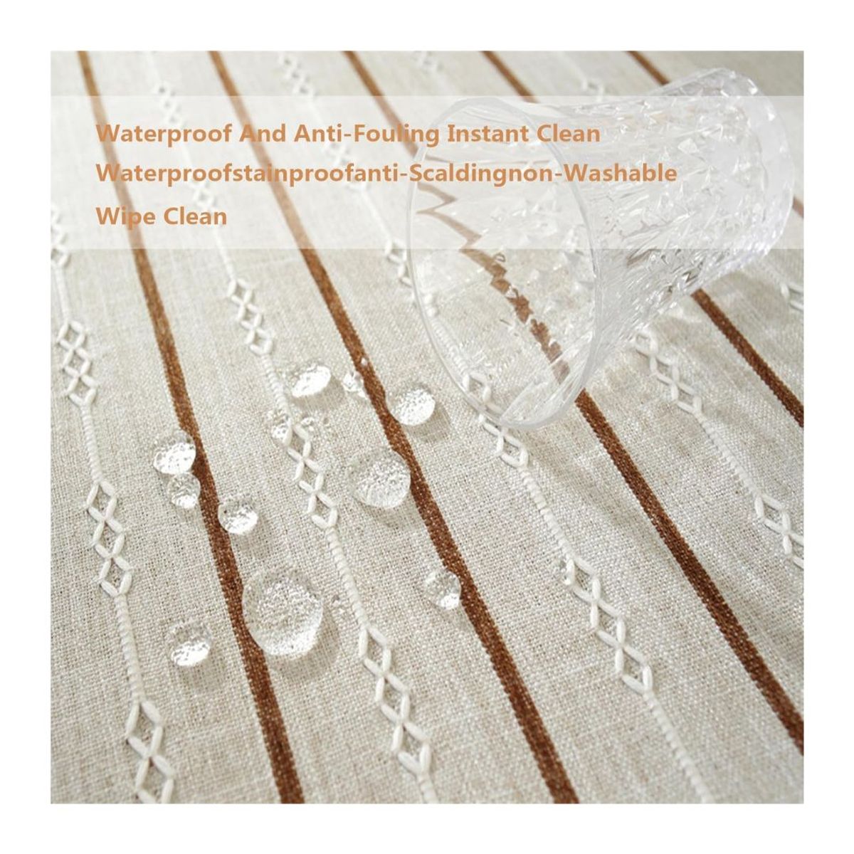 GENERICO - Mantel Rectagular de Lino Impermeable 140 x 220 cm - Gris Líneas M06