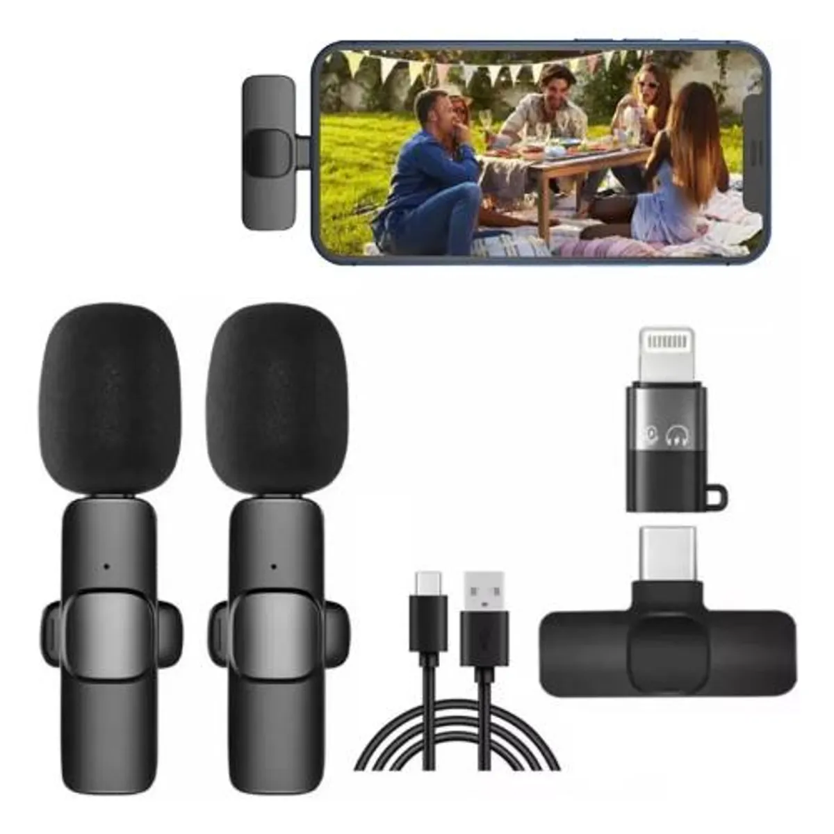 GENERICO - 2 micrófonos de solapa inalámbricos Lavalier para teléfonos USB-C