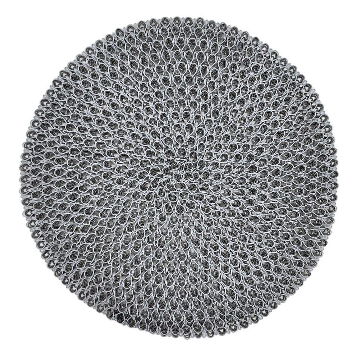 GENERICO - Set 6 Individuales Circulares Estilo Zigzag Diseño Gris