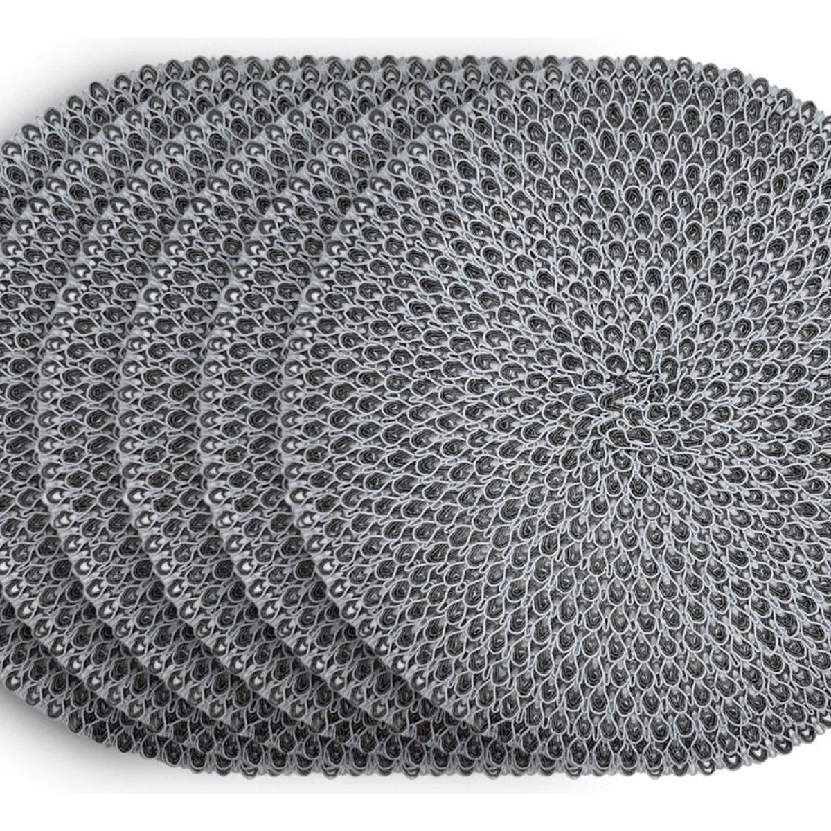 GENERICO - Set 6 Individuales Circulares Estilo Zigzag Diseño Gris