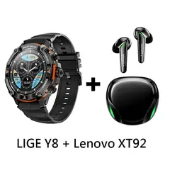 LENOVO - Audífonos Bluetooth XT92 y Smartwatch Y8 reloj inteligente