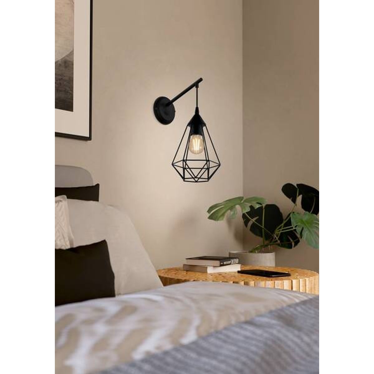 EGLO - Apliqué de pared Tarbes Acero Negro 1X60W E27
