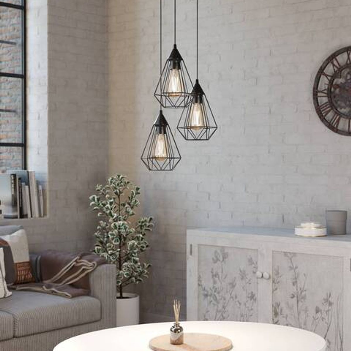 EGLO - Lámpara Colgante Tarbes Acero Negro E27 3X60W