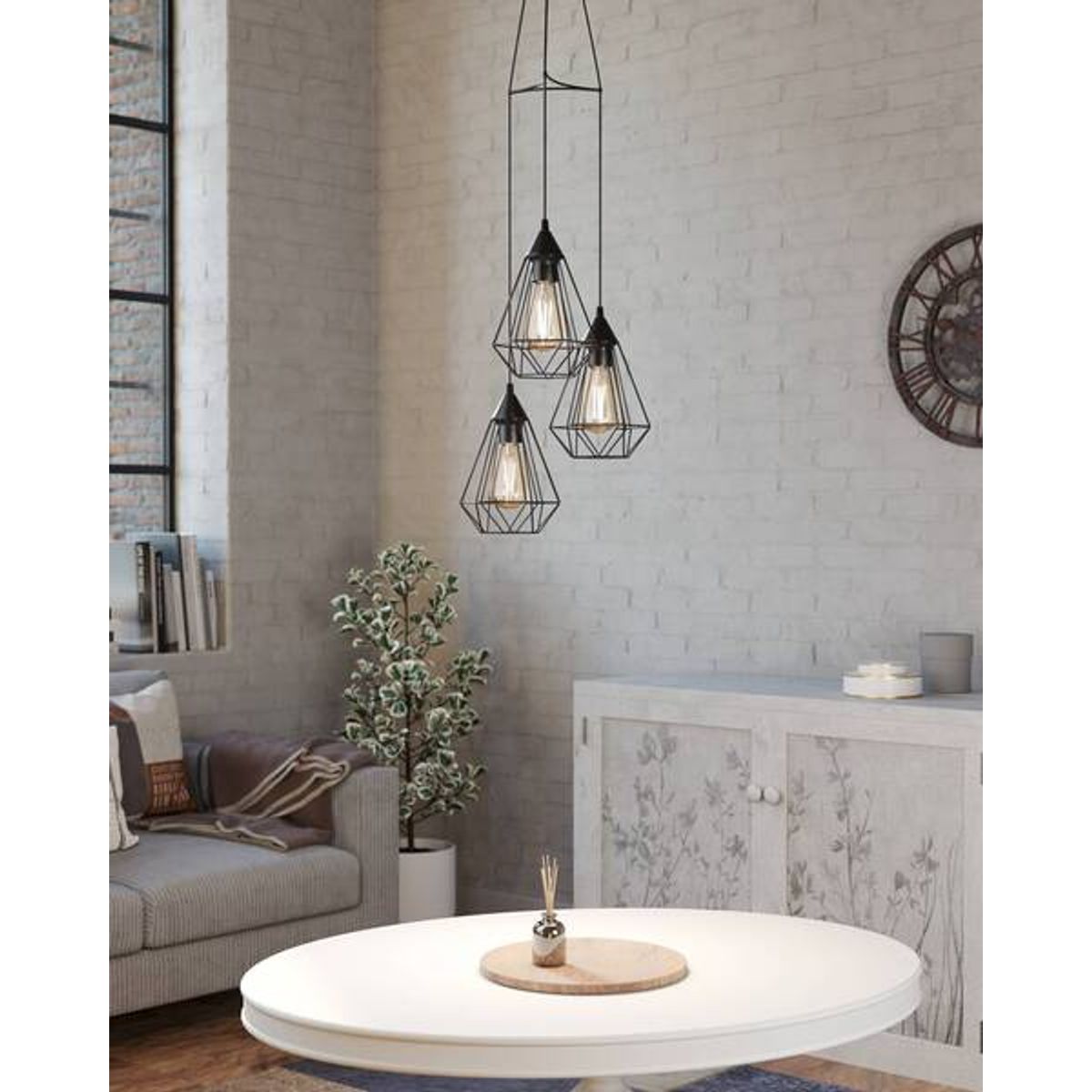 EGLO - Lámpara Colgante Tarbes Acero Negro E27 3X60W