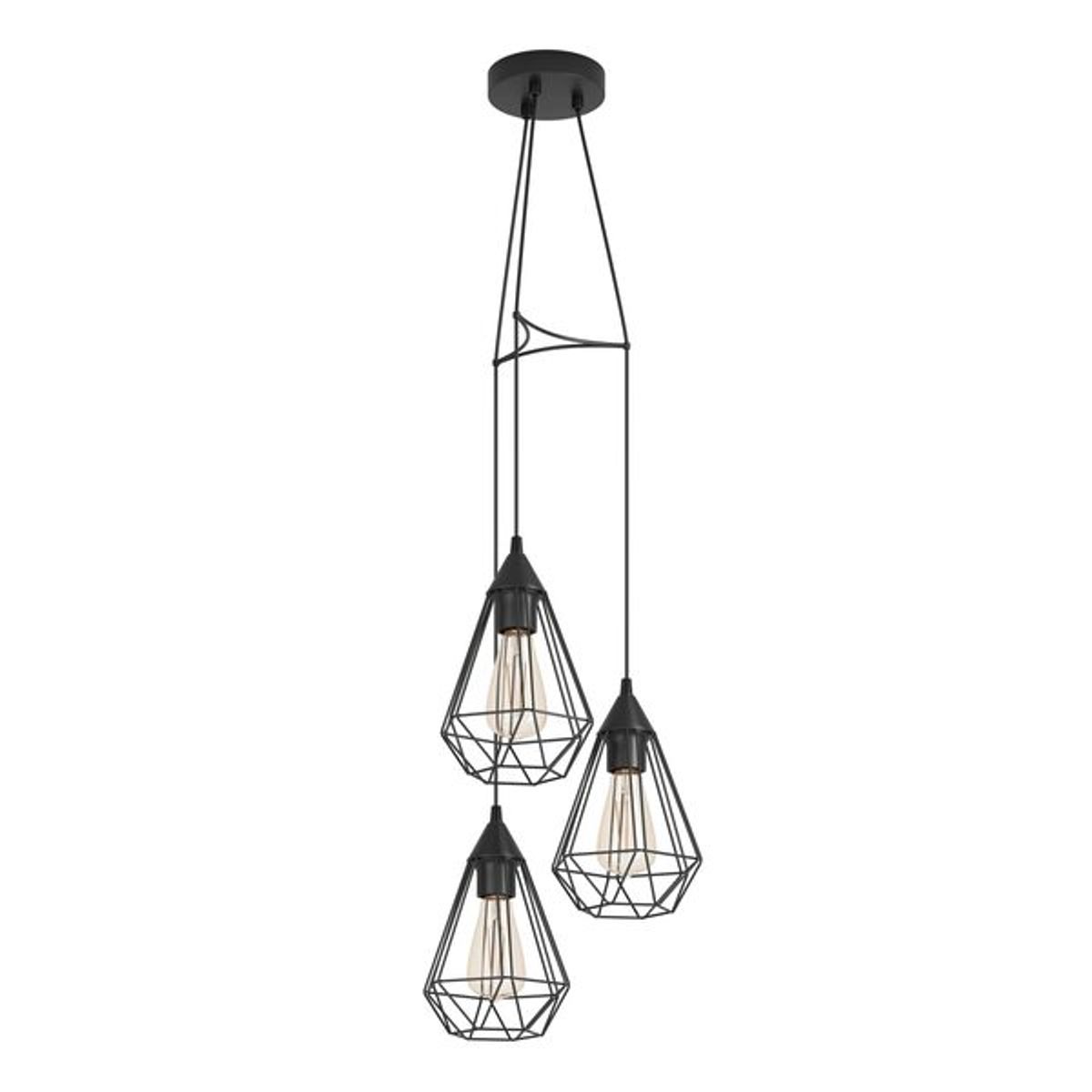 EGLO - Lámpara Colgante Tarbes Acero Negro E27 3X60W