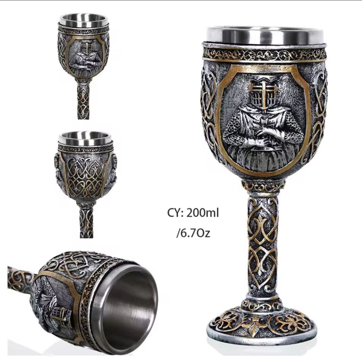 GENERICO - Copa Caballero Medieval Acero Inoxidable