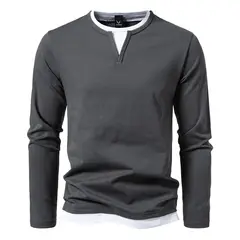 BLWOENS - Polera de manga larga para hombres - Gris