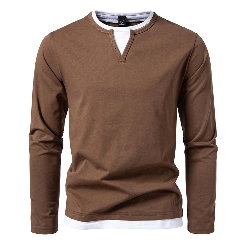 BLWOENS - Polera de manga larga para hombres - Marrón