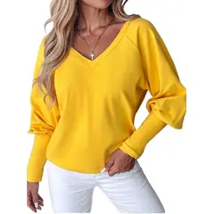 BLWOENS - Polera de manga larga para mujers - Amarillo