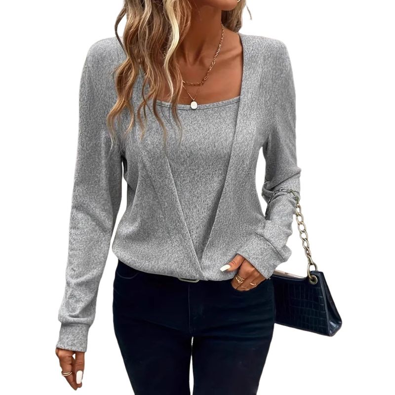 BLWOENS - Polera de manga larga para mujers - Gris_.