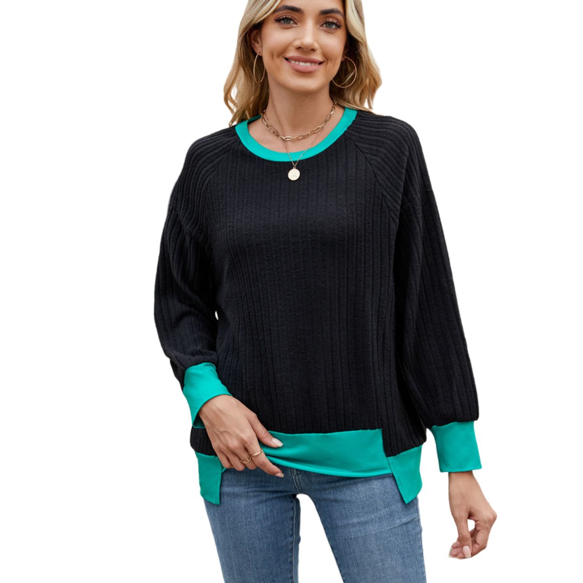 BLWOENS - Polera de manga larga para mujers - Negro