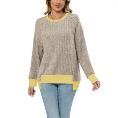 BLWOENS - Polera de manga larga para mujers - Beige_.