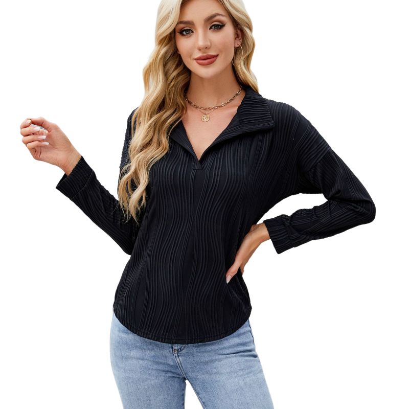 BLWOENS - Polera de manga larga para mujers - Negro_.